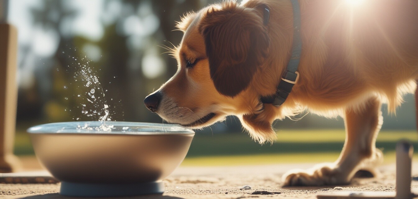 Dog drinking from a bowl
