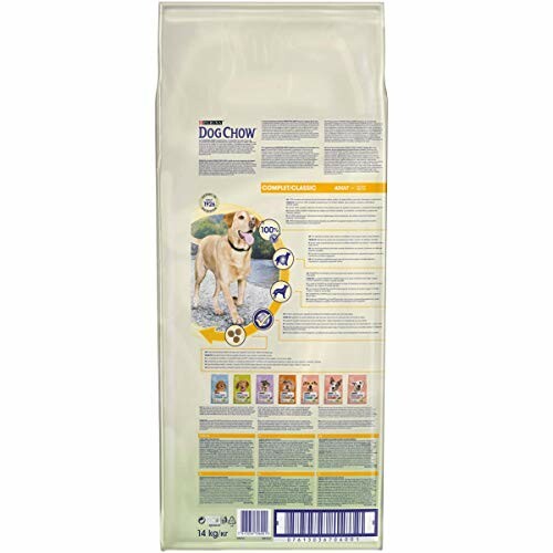 Sac de nourriture pour chien avec informations nutritionnelles