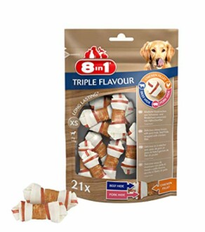 Friandises pour chiens au triple goût avec emballage