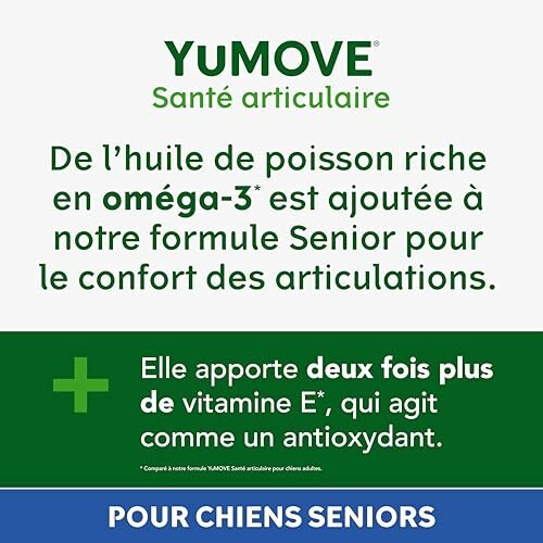 Supplément YuMOVE pour chiens seniors, améliorant la santé articulaire.